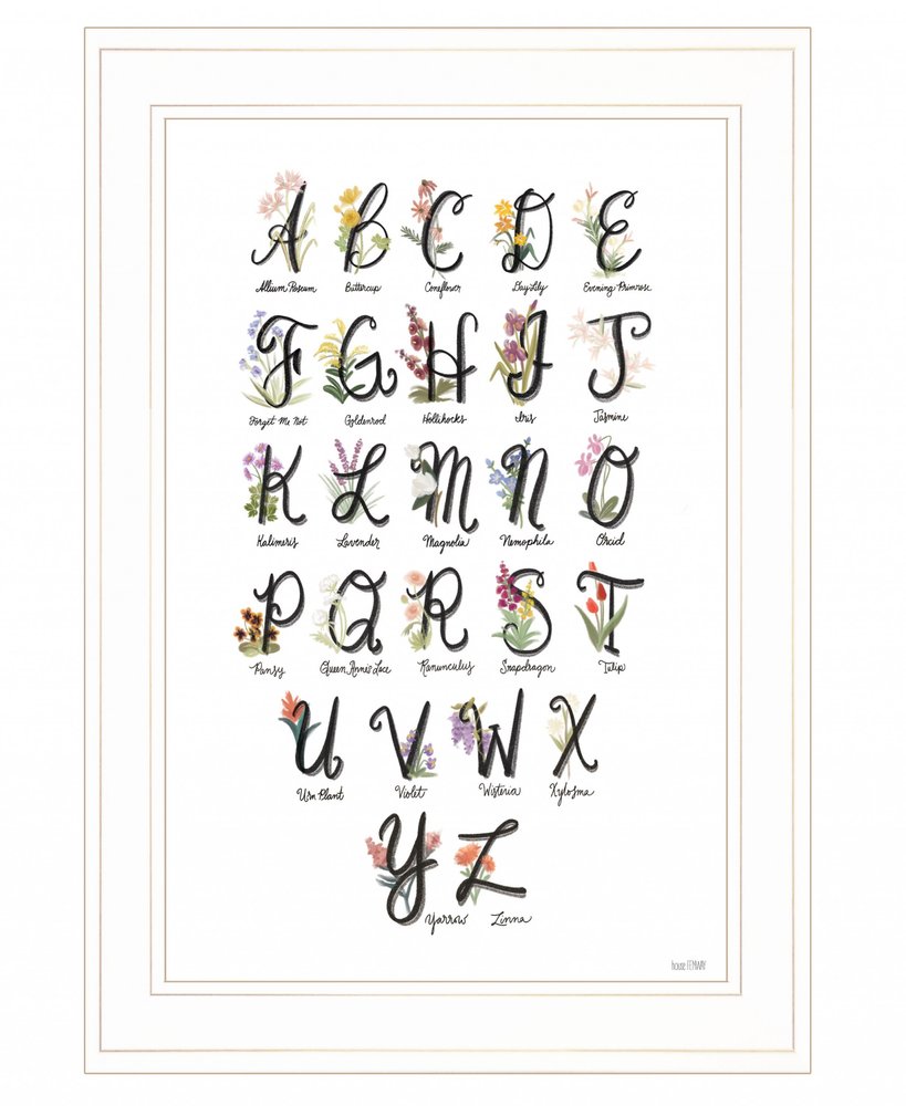 Flower Alphabet 1 White Framed Print Wall Art HomeRoots