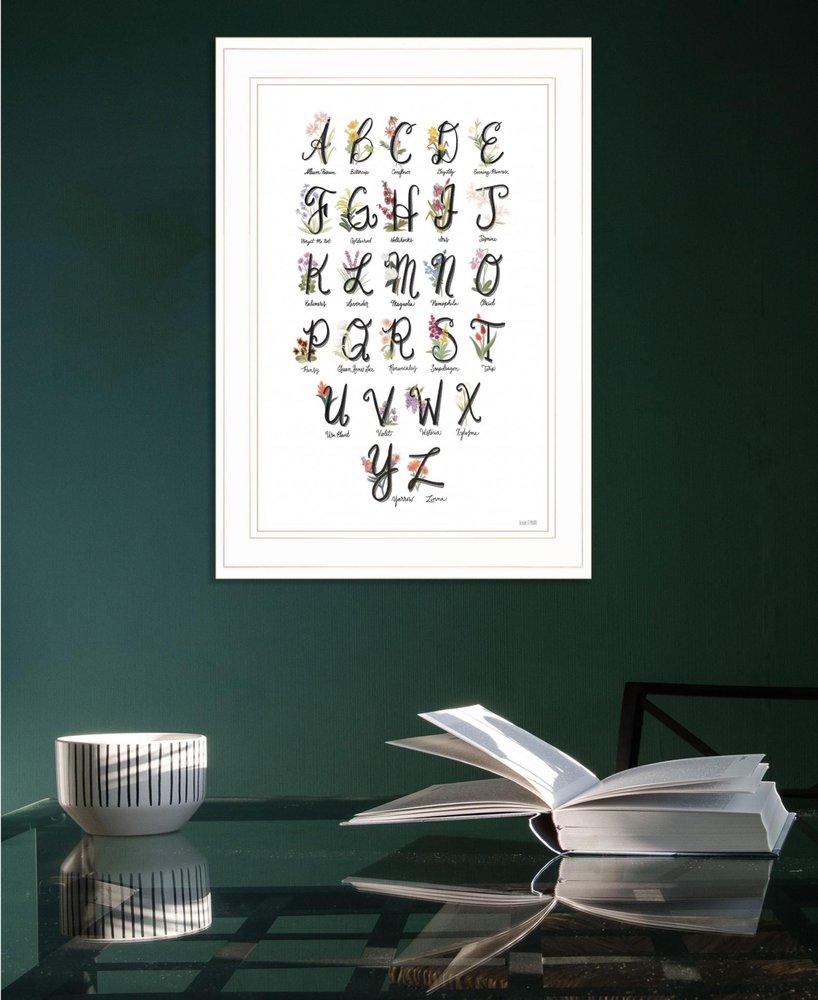 Flower Alphabet 1 White Framed Print Wall Art — view 2
