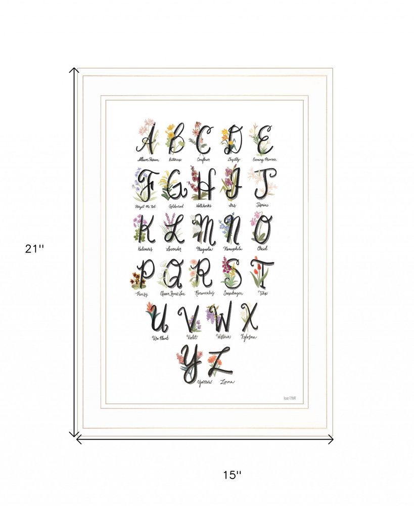 Flower Alphabet 1 White Framed Print Wall Art — view 4