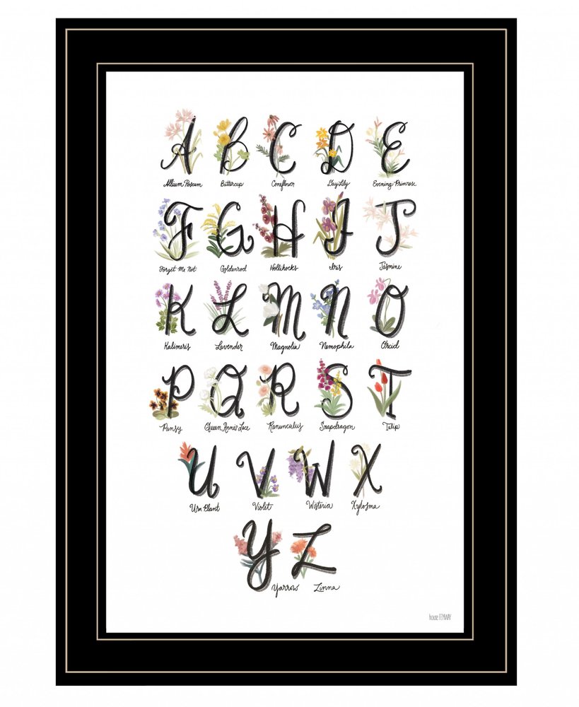 Flower Alphabet 2 Black Framed Print Wall Art HomeRoots