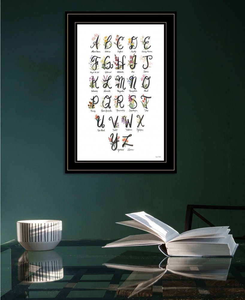 Flower Alphabet 2 Black Framed Print Wall Art — view 4