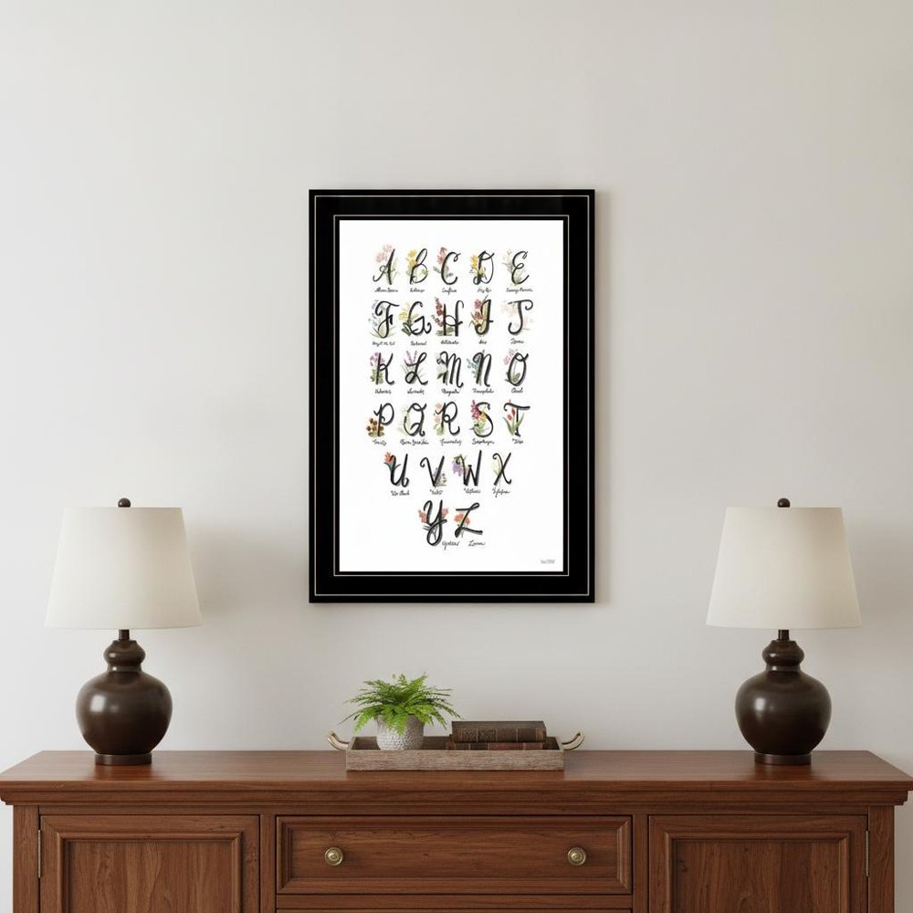 Flower Alphabet 2 Black Framed Print Wall Art HomeRoots