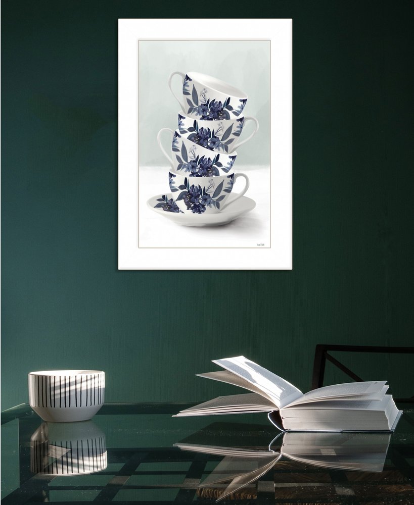 Tea Tower Blue 1 White Framed Print Kitchen Wall Art — view 4