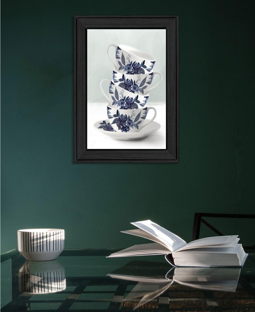 Tea Tower Blue 2 Black Framed Print Kitchen Wall Art — view 7