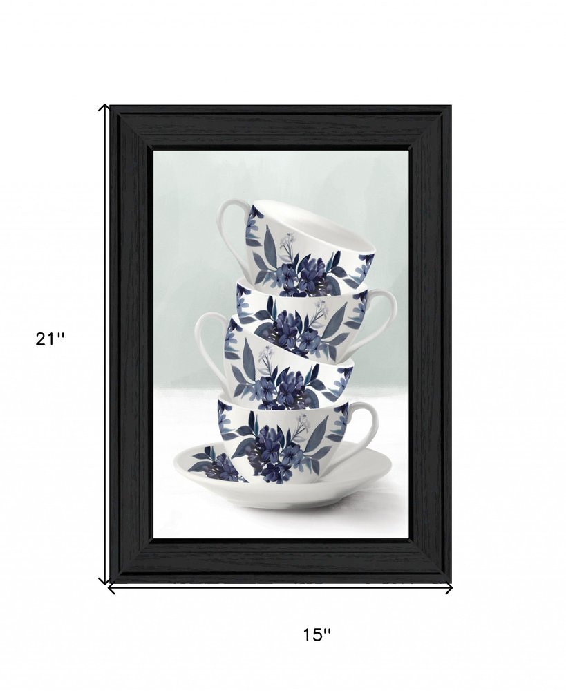 Tea Tower Blue 2 Black Framed Print Kitchen Wall Art — view 9