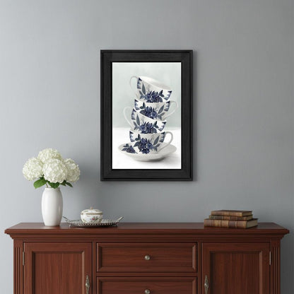 Tea Tower Blue 2 Black Framed Print Kitchen Wall Art HomeRoots