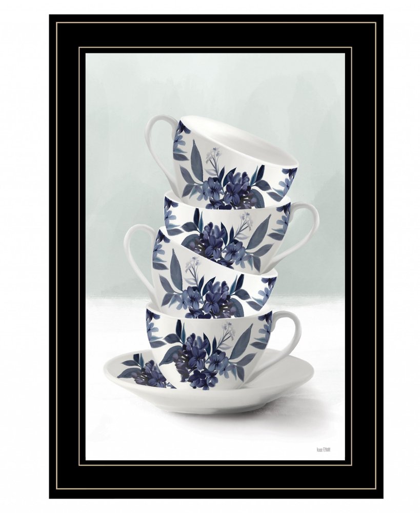 Tea Tower Blue 1 White Framed Print Kitchen Wall Art HomeRoots