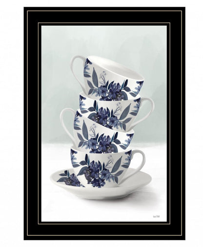 Tea Tower Blue 1 White Framed Print Kitchen Wall Art HomeRoots