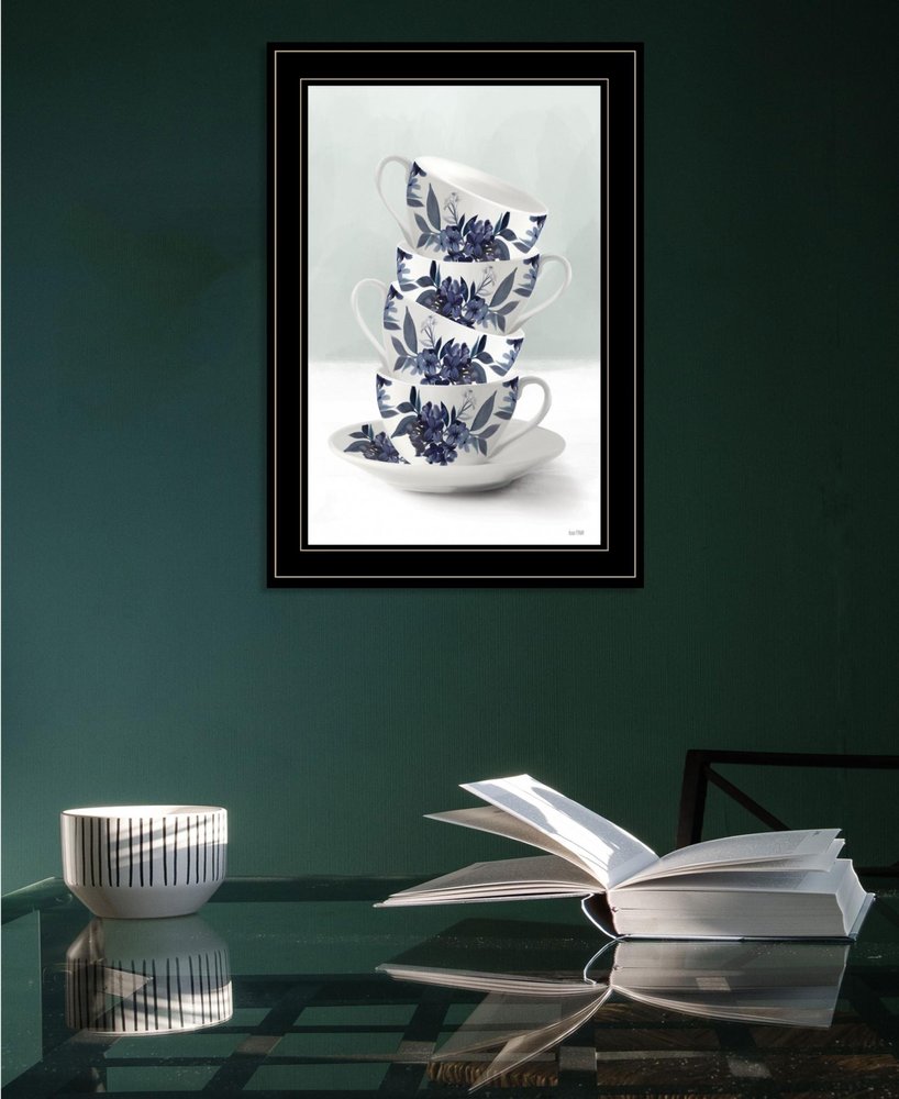 Tea Tower Blue 1 White Framed Print Kitchen Wall Art HomeRoots