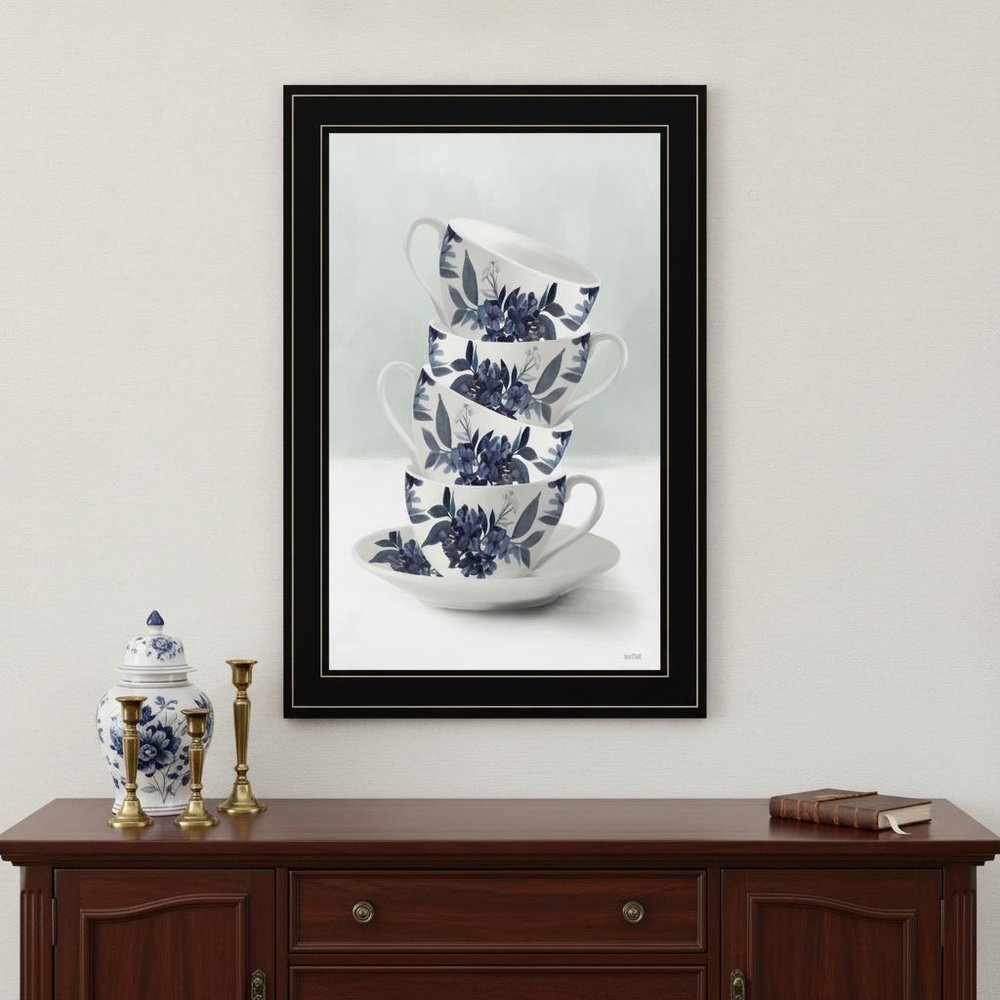 Tea Tower Blue 1 White Framed Print Kitchen Wall Art HomeRoots