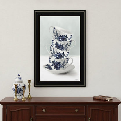 Tea Tower Blue 1 White Framed Print Kitchen Wall Art HomeRoots