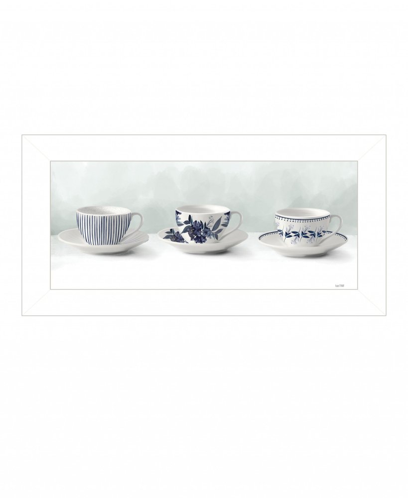 Cups and Saucers 1 White Framed Print Wall Art — view 2