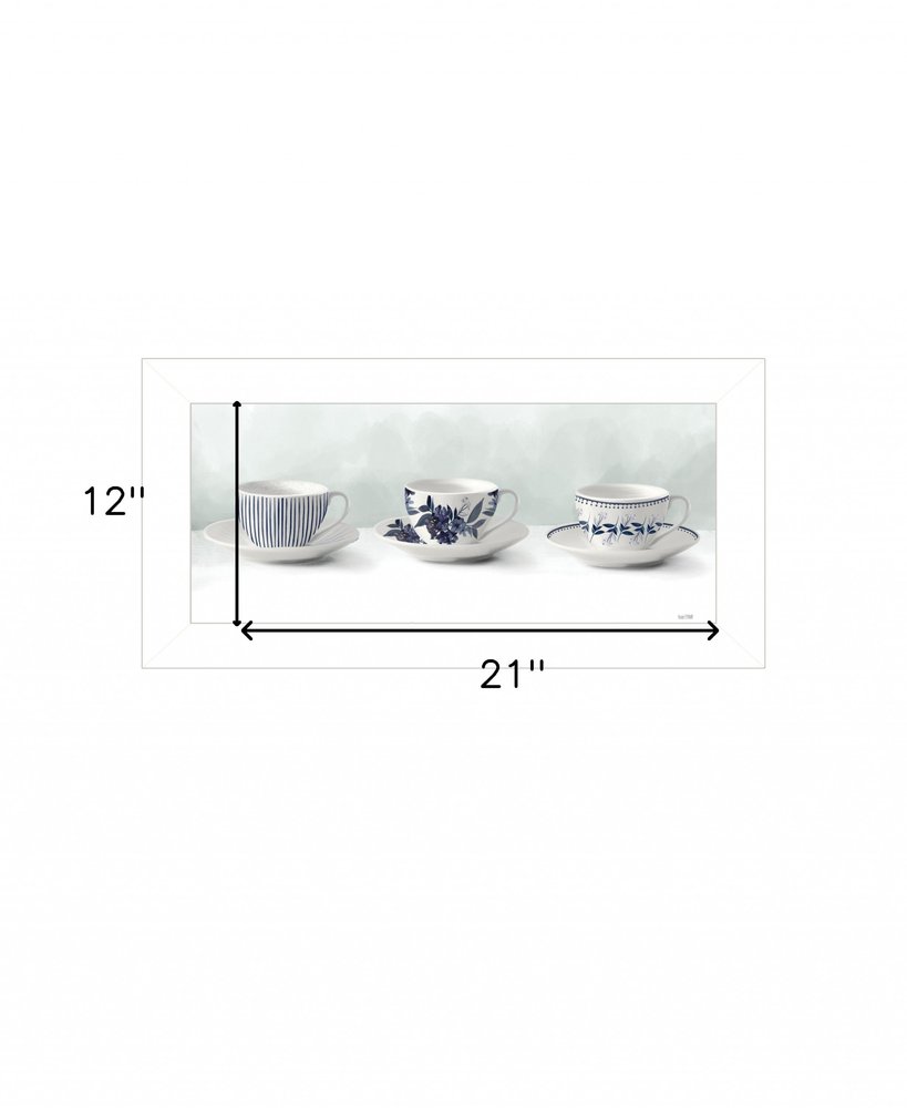 Cups and Saucers 1 White Framed Print Wall Art HomeRoots