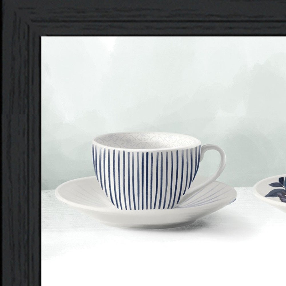 Cups and Saucers 2 Black Framed Print Wall Art — view 3