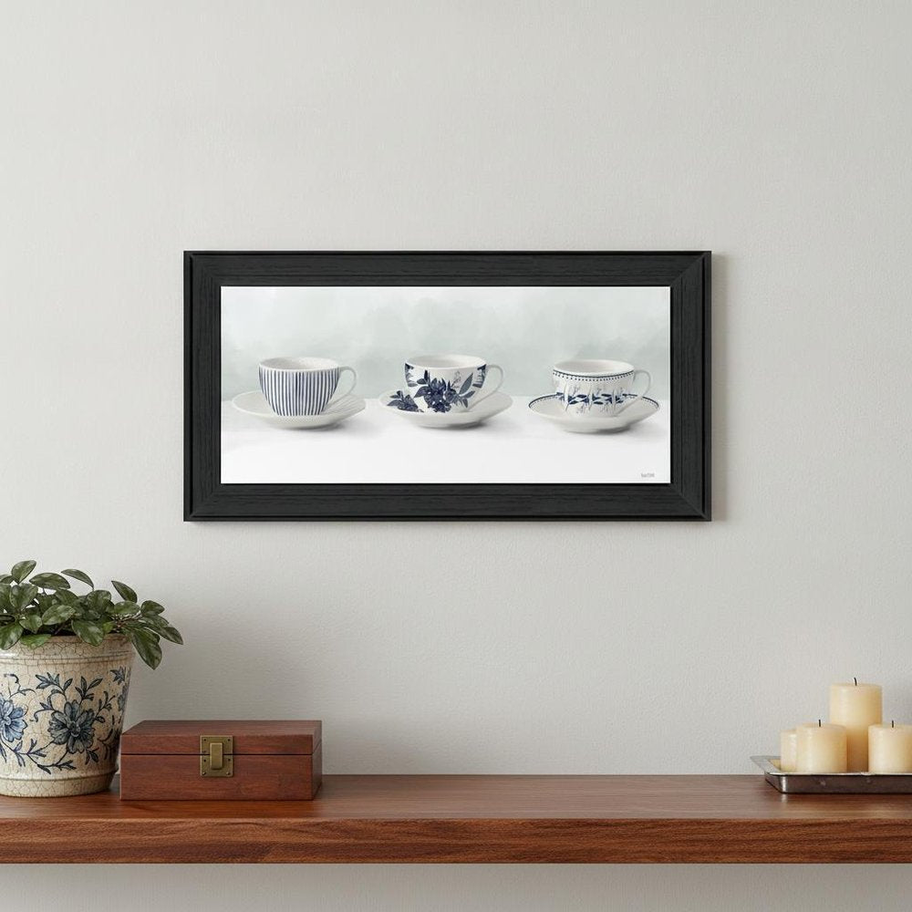 Cups and Saucers 2 Black Framed Print Wall Art — view 4