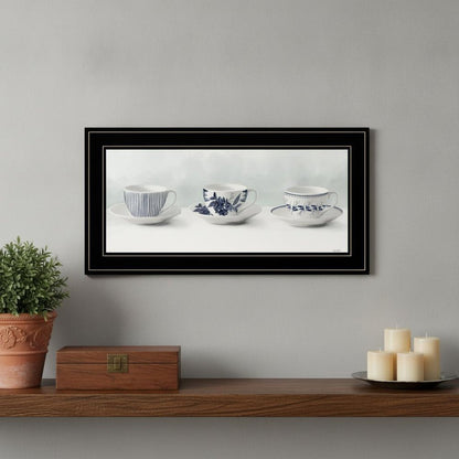 Cups and Saucers 1 White Framed Print Wall Art HomeRoots