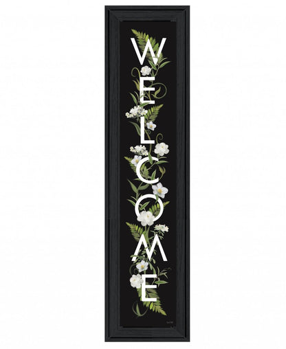 Black Floral Welcome Sign Framed Wall Art HomeRoots