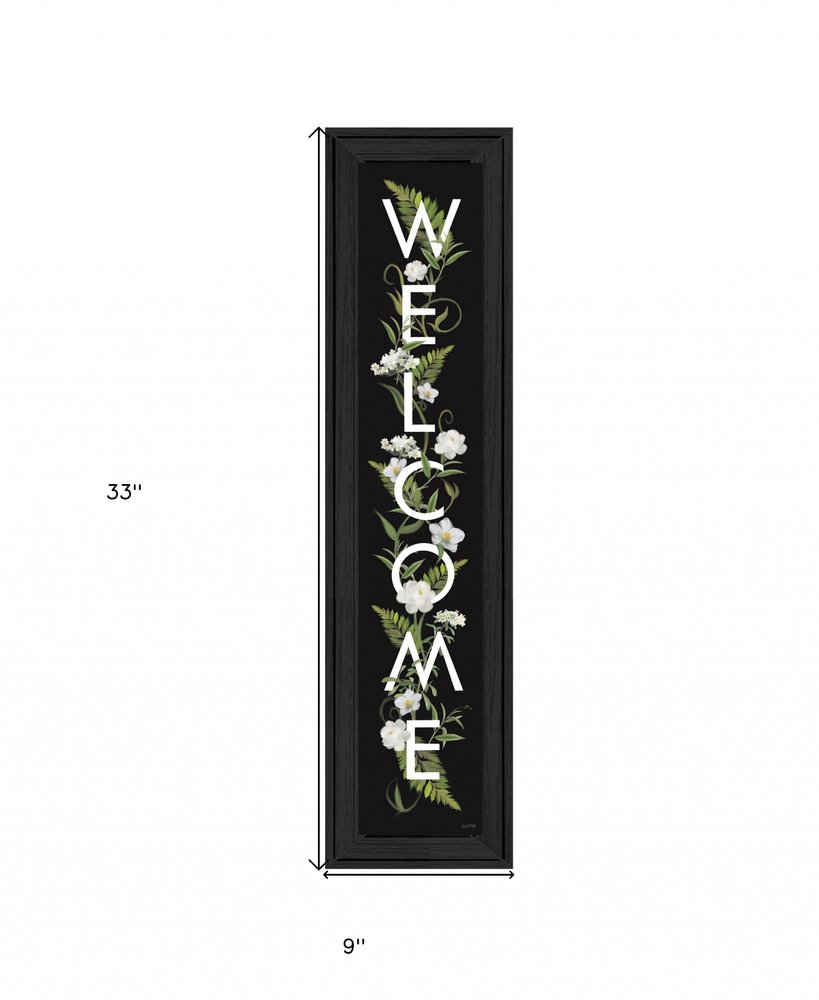 Black Floral Welcome Sign Framed Wall Art HomeRoots