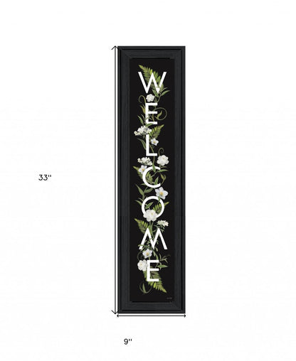 Black Floral Welcome Sign Framed Wall Art HomeRoots