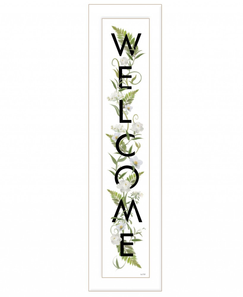 White And Black Floral Welcome Sign Framed Wall Art HomeRoots