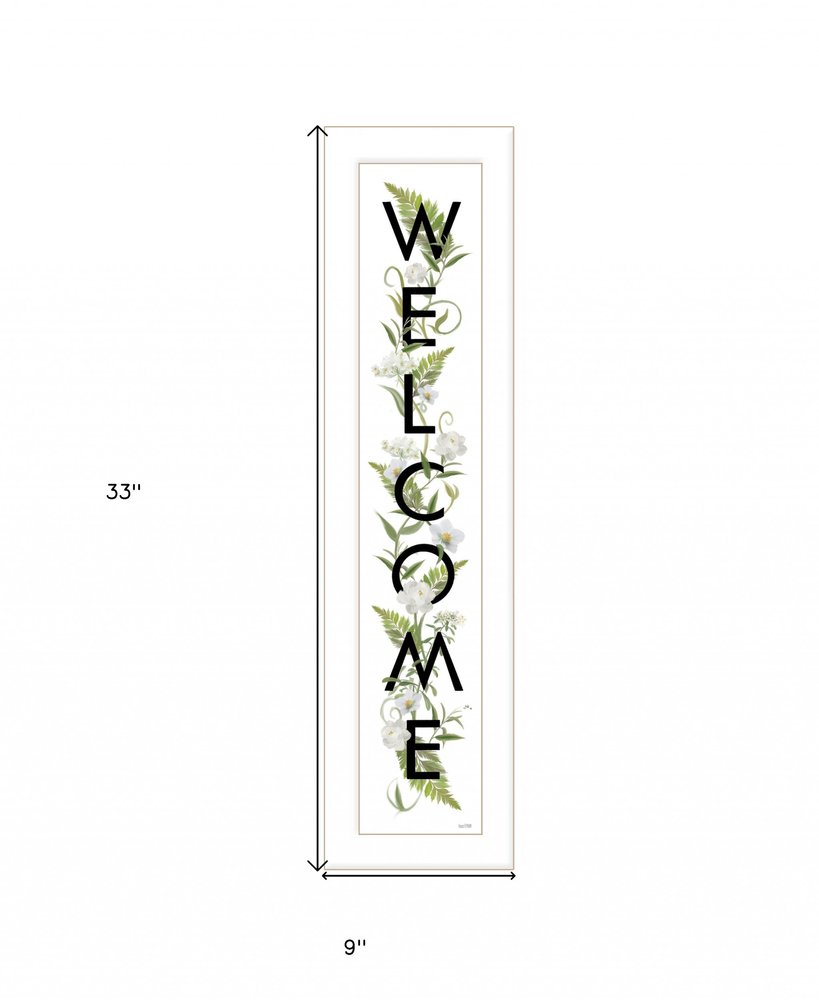 White And Black Floral Welcome Sign Framed Wall Art HomeRoots