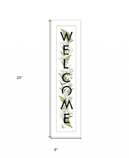 White And Black Floral Welcome Sign Framed Wall Art HomeRoots