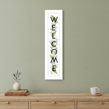White And Black Floral Welcome Sign Framed Wall Art HomeRoots