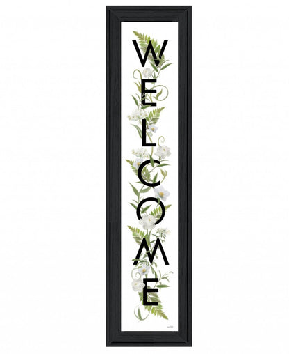 Black And White Floral Welcome Sign Framed Wall Art HomeRoots