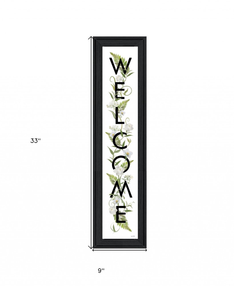 Black And White Floral Welcome Sign Framed Wall Art HomeRoots