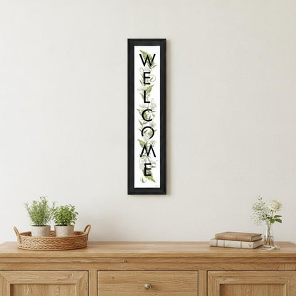 Black And White Floral Welcome Sign Framed Wall Art HomeRoots