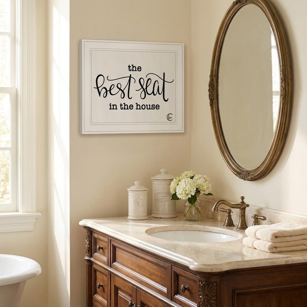 The Best Seat in the House 1 White Framed Print Bathroom Wall Art — view 5