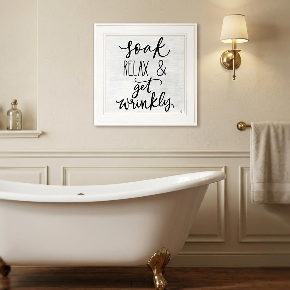 Lets Get Wrinkly 1 White Framed Print Bathroom Wall Art — view 1