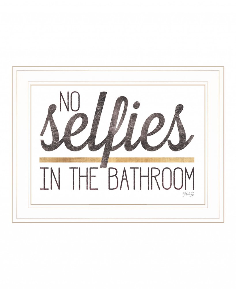 No Selfies in the Bathroom 5 White Framed Print Bathroom Wall Art HomeRoots