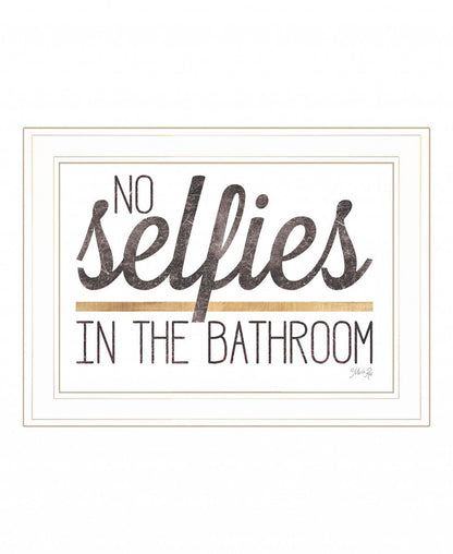 No Selfies in the Bathroom 5 White Framed Print Bathroom Wall Art HomeRoots