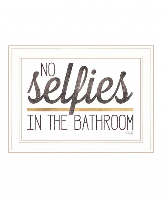 No Selfies in the Bathroom 5 White Framed Print Bathroom Wall Art HomeRoots