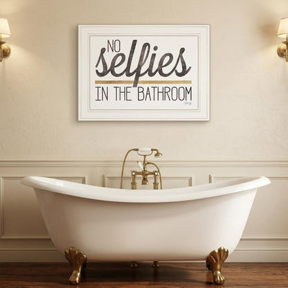 No Selfies in the Bathroom 5 White Framed Print Bathroom Wall Art HomeRoots