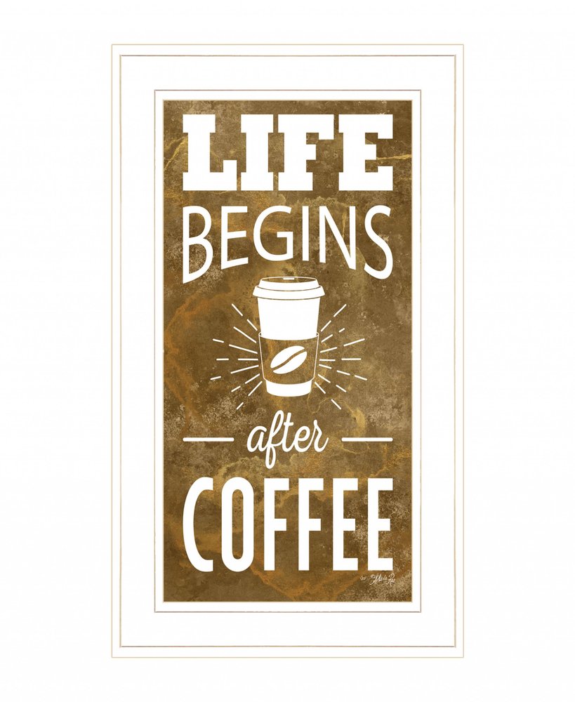 Life Begins after Coffee 2 White Framed Print Wall Art — view 2