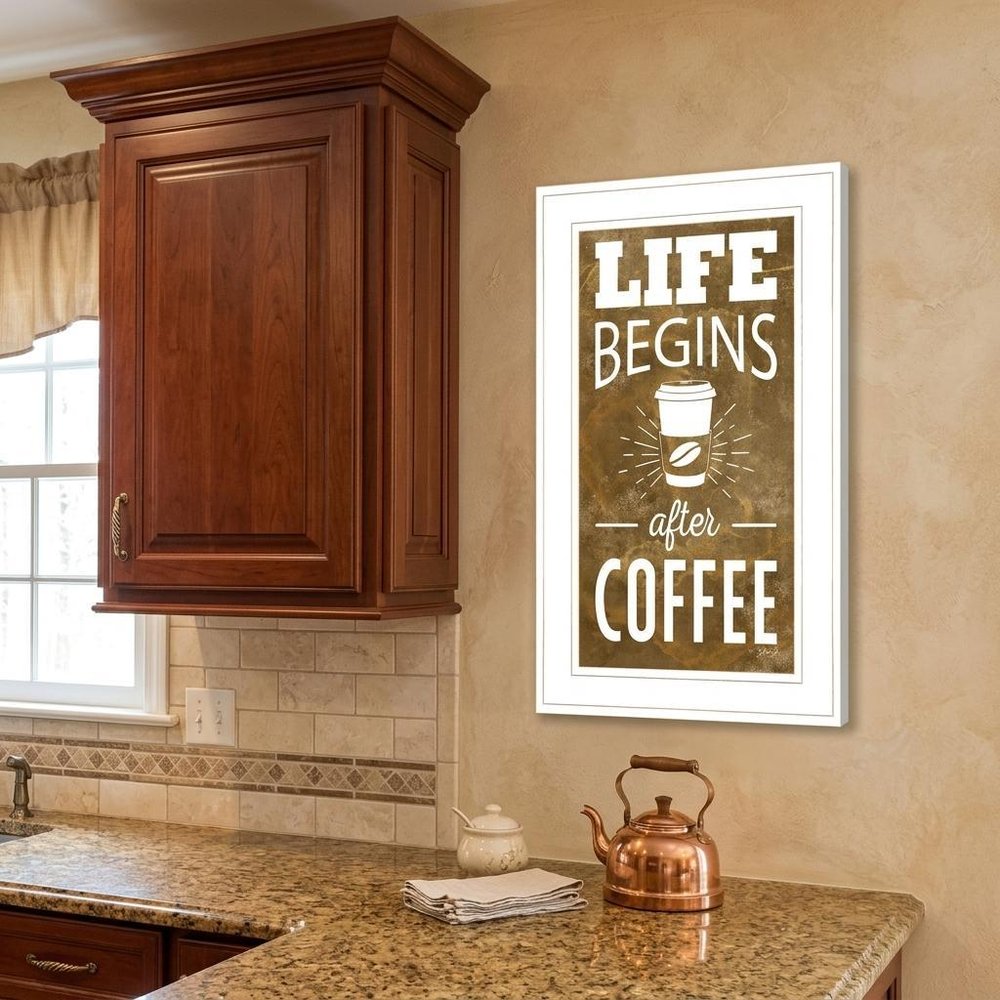 Life Begins after Coffee 2 White Framed Print Wall Art HomeRoots
