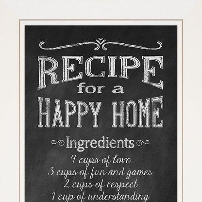 Recipe for a Happy Home 1 White Framed Print Wall Art HomeRoots
