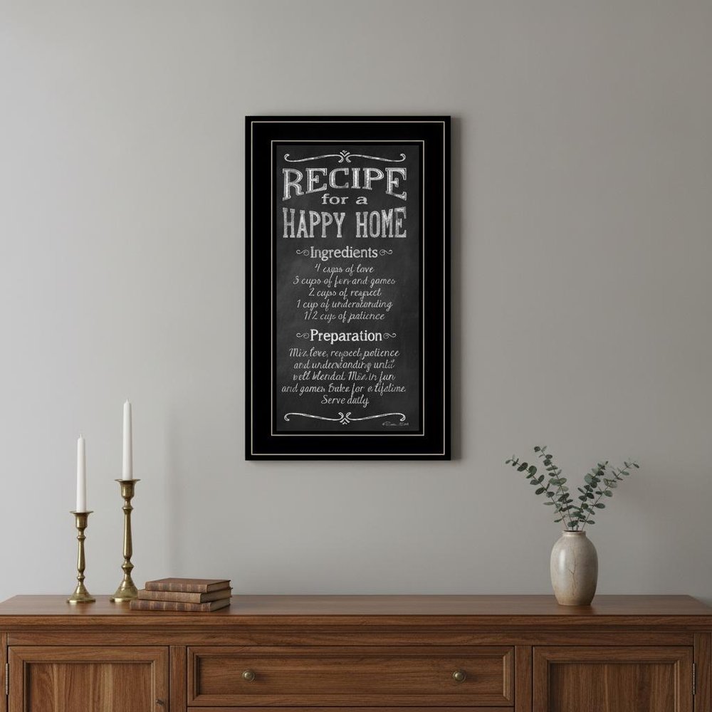 Recipe for a Happy Home 1 White Framed Print Wall Art HomeRoots