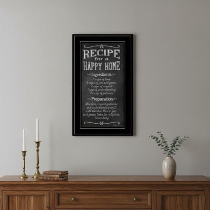 Recipe for a Happy Home 1 White Framed Print Wall Art HomeRoots