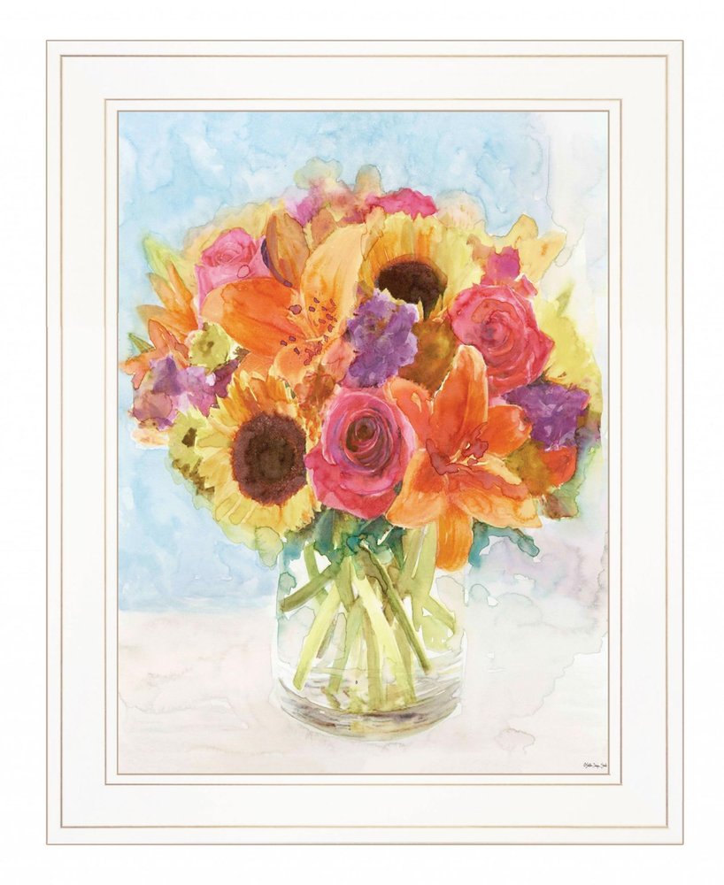 Vases with Flowers 1 White Framed Print Wall Art — view 2
