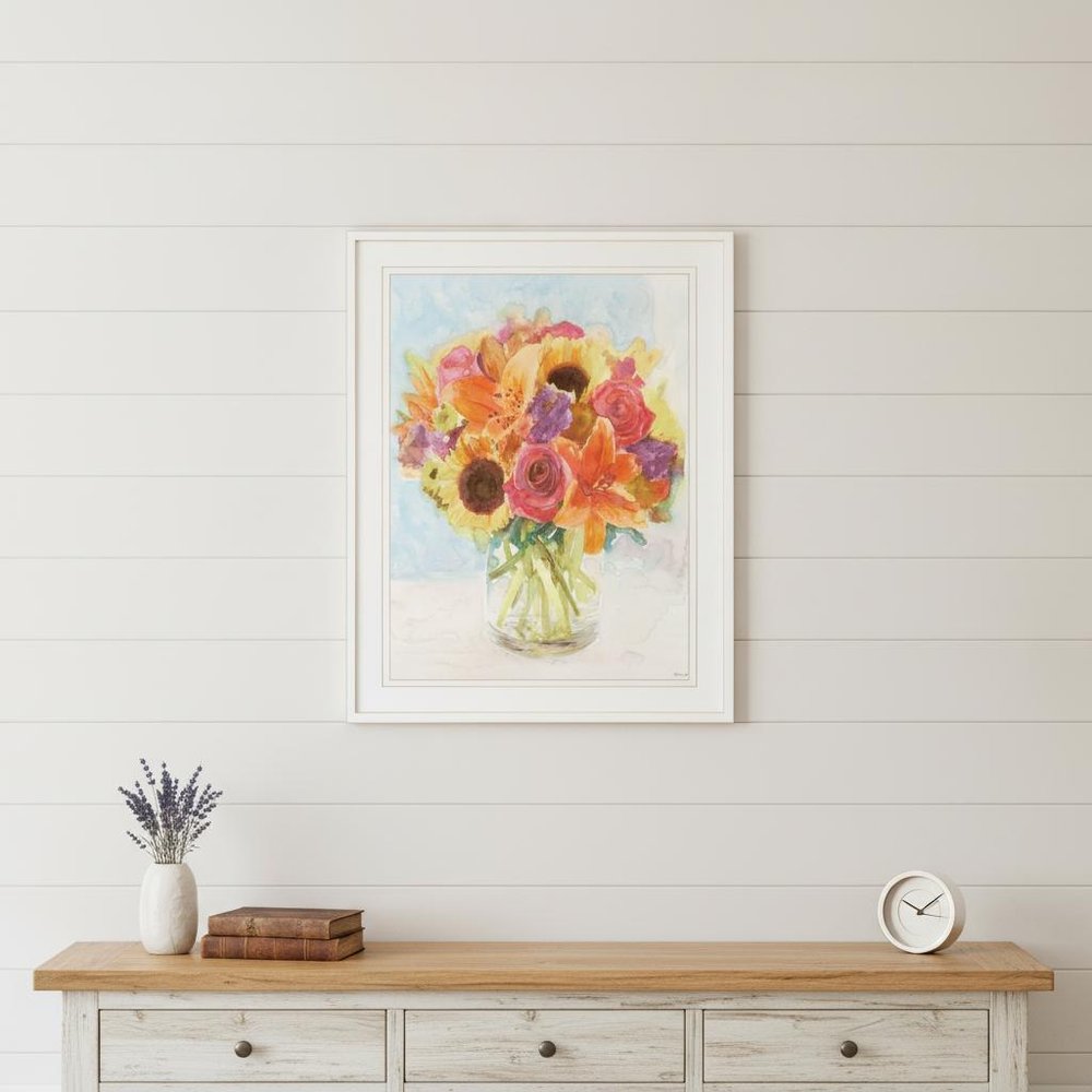 Vases with Flowers 1 White Framed Print Wall Art — view 1
