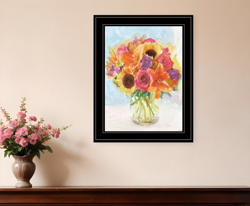 Vases with Flowers 1 Black Framed Print Wall Art HomeRoots