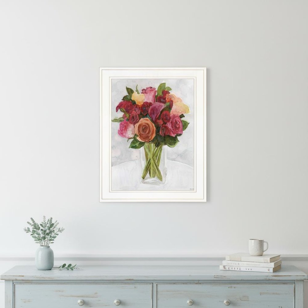 Vases with Flowers II 1 White Framed Print Wall Art HomeRoots