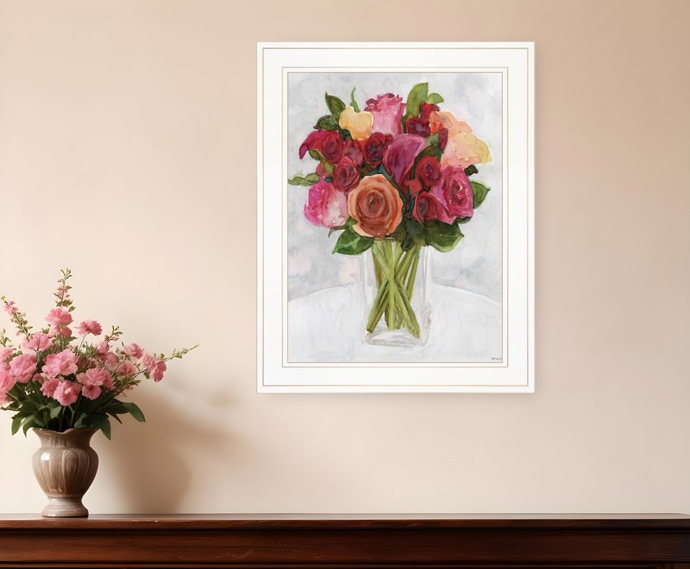 Vases with Flowers II 1 White Framed Print Wall Art HomeRoots