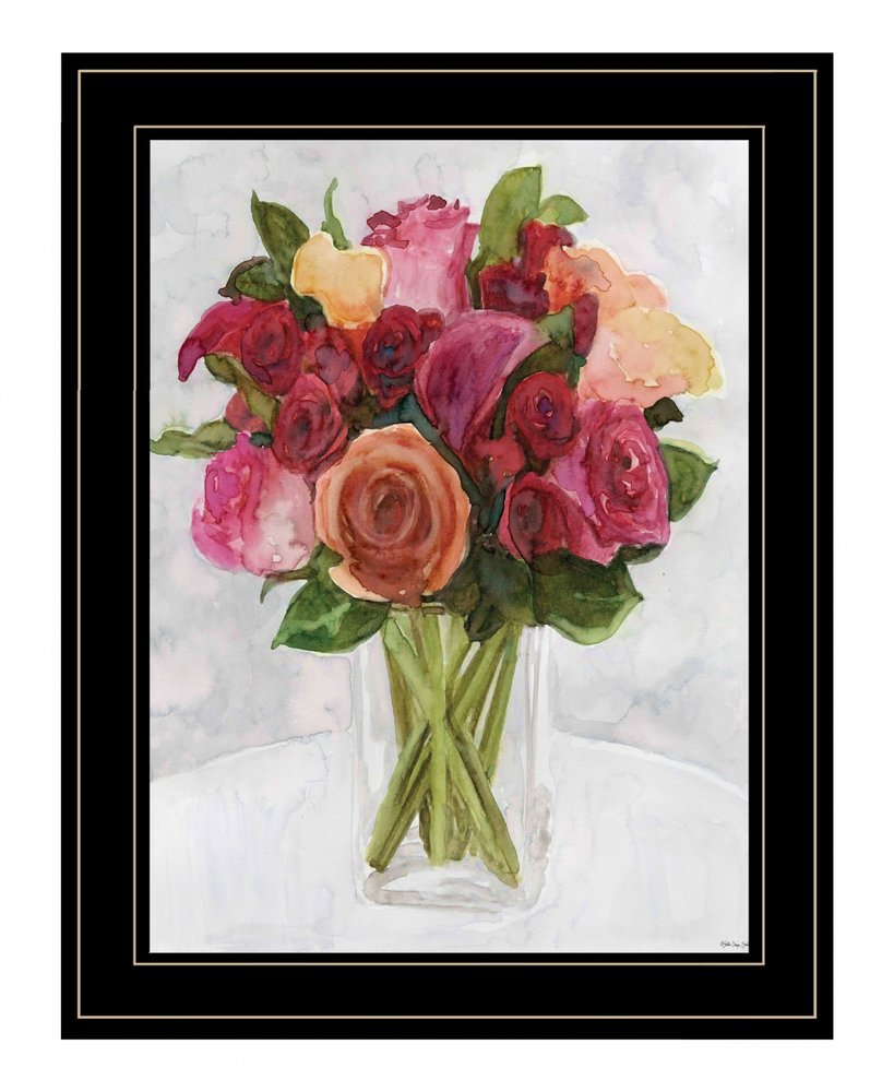 Vases with Flowers II 2 Black Framed Print Wall Art — view 2