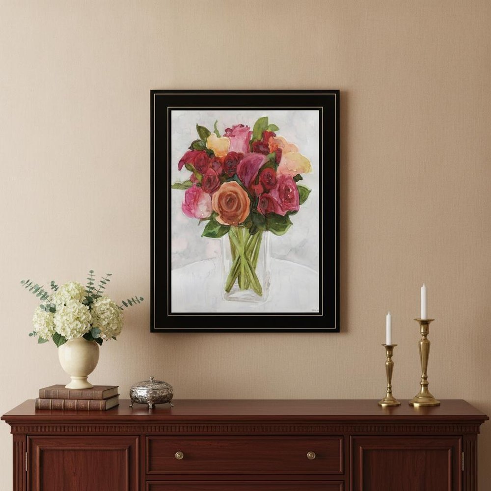 Vases with Flowers II 2 Black Framed Print Wall Art HomeRoots
