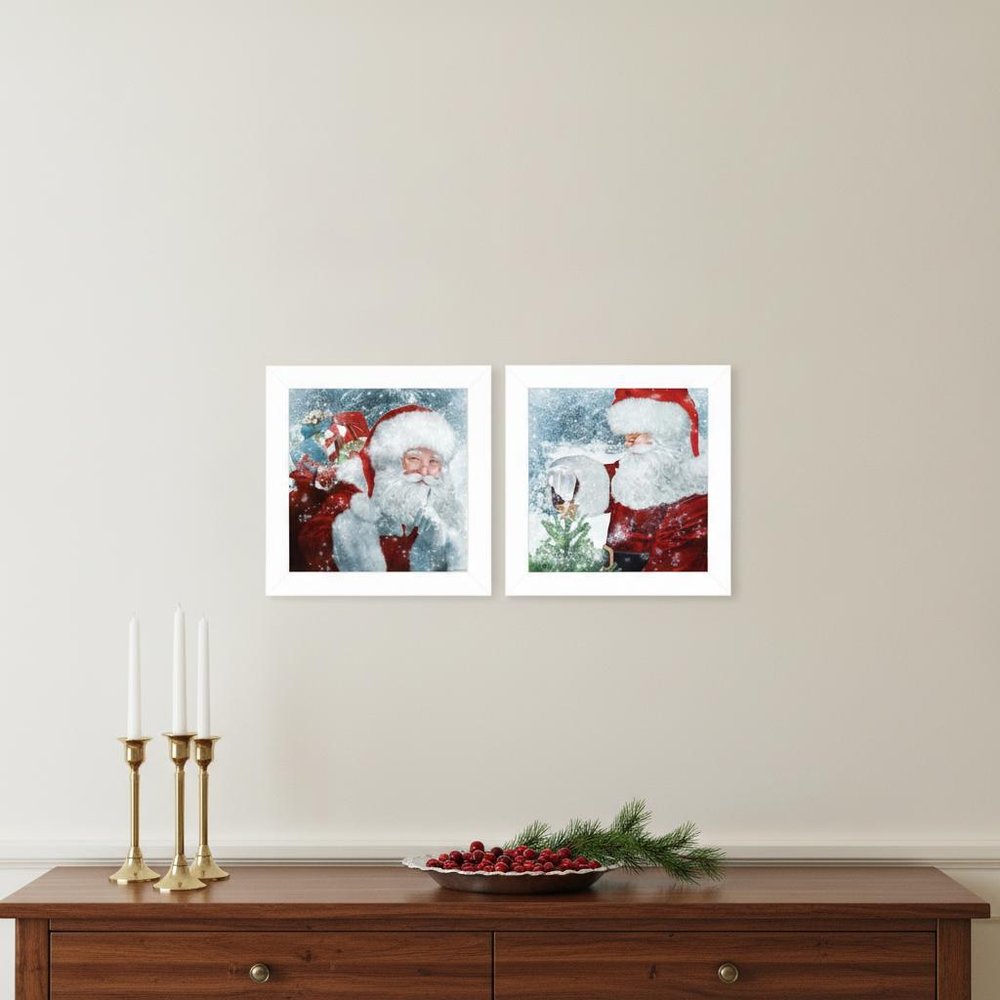 Set Of Two Santas Blessings 5 White Framed Print Wall Art HomeRoots