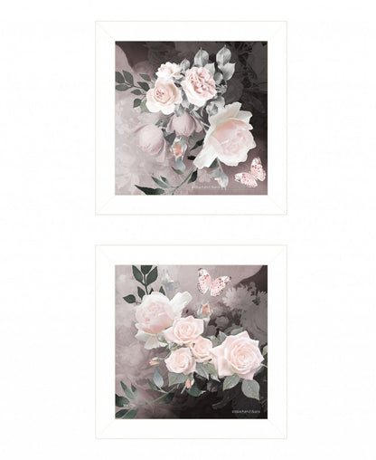 Set Of Two Noir Roses 5 White Framed Print Wall Art HomeRoots
